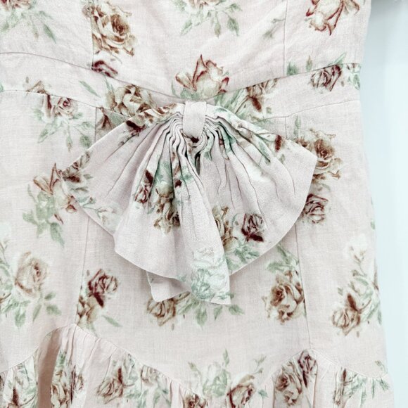 Loveshackfancy Lena Cream linen bow reversible dress vintage floral - Picture 3 of 12